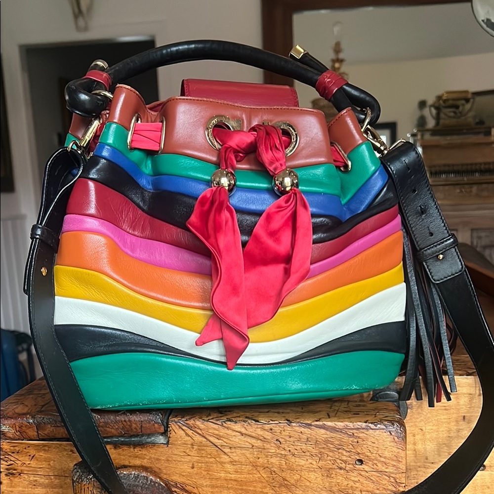 Colorful Women's Shoulder Bag with Black Strap